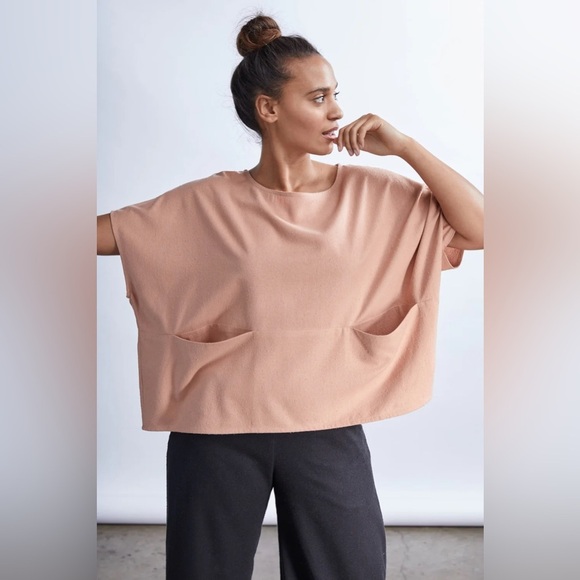 Jamie + The Jones The Pocket Box Top 100% Raw Silk in Blush- Still Full Price - Picture 1 of 9